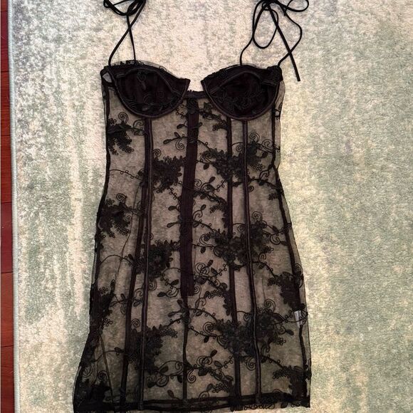 Elegant Black Lace Slip Dress from Lucy in the Sky - Picture 1 of 7